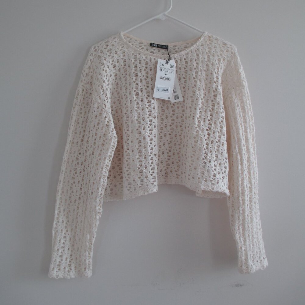 Zara Mesh Sweatshirt in Ecru